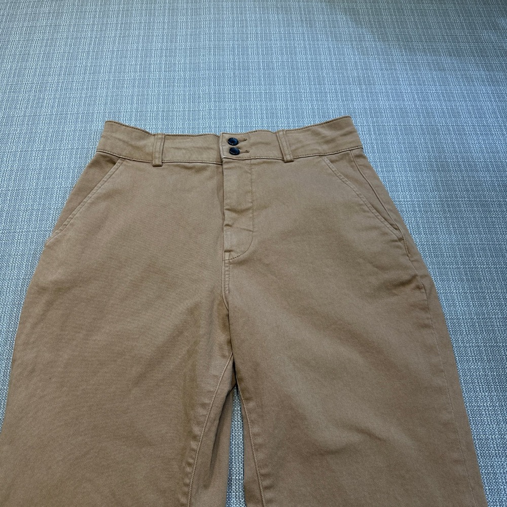 Everlane Organic Cotton Wide Leg Crop Pants Womens 10 Camel Brown High rise - Picture 4 of 12